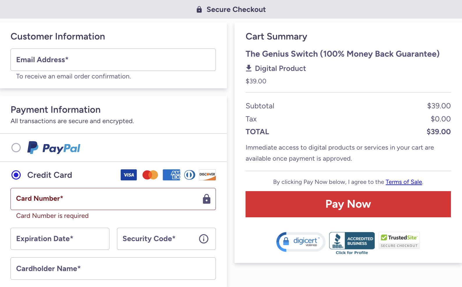 the genius switch-checkout-page